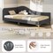 Full/Twin Size Rivet-Tufted Platform Bed with Metal Legs and Wood Slats-Full Size